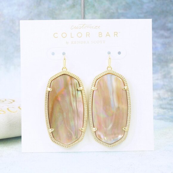 Kendra Scott Danielle Brown Pearl Earrings Gold Plated - Picture 1 of 6